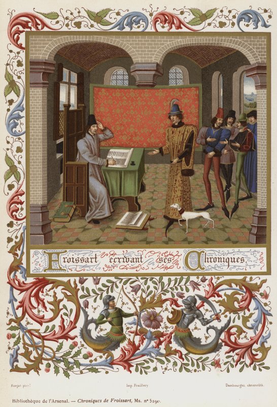 Froissart píše své kroniky (chromolit) od French School