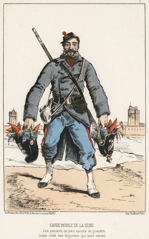 Mobilní stráž Seiny (barevná rytina) od French School