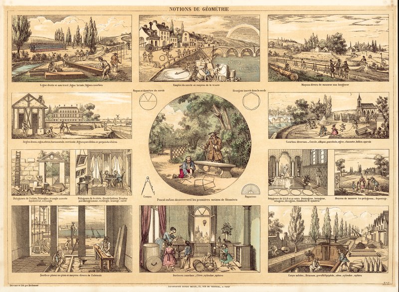 Geometrie (barevná litho) od French School