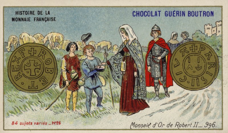 Zlaté mince Roberta II., 996 (chromolitho) od French School