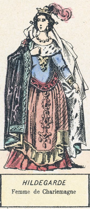 Hildegarda, manželka Karla Velikého (barevná rytina) od French School