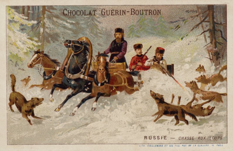 Lov vlků, Rusko (chromolitho) od French School