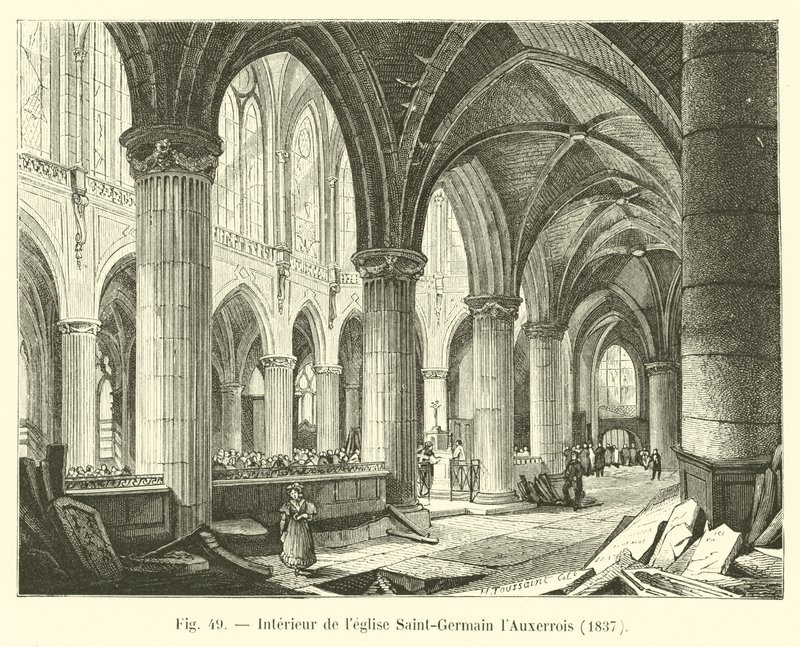 Interiér kostela Saint-Germain lAuxerrois, 1837 od French School