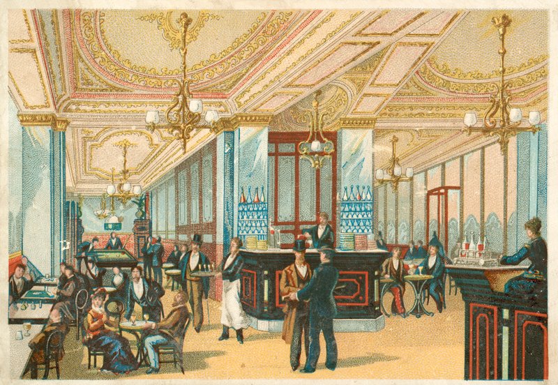Interiér hotelu (chromolitho) od French School