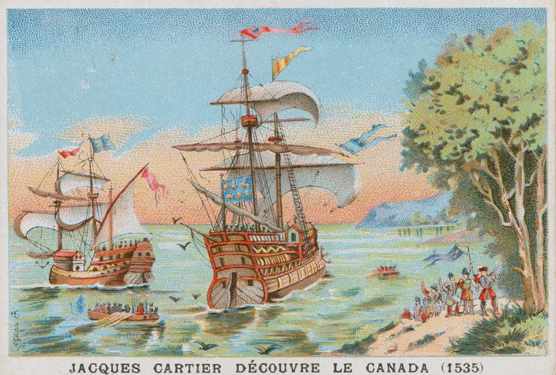 Jacques Cartier objevil Kanadu, 1535 od French School