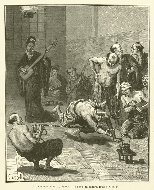 Pověra v Japonsku (rytina) od French School