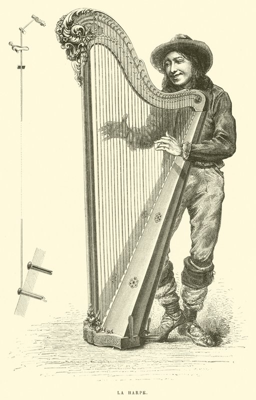 La harpe (rytina) od French School