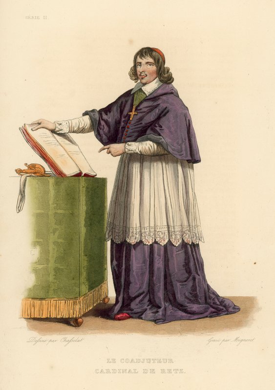 Coadjutor, Cardinal de Retz (barevná rytina) od French School