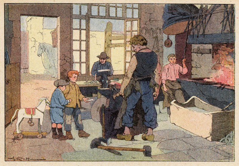 Le Forgeron, The Smith (barevné lito) od French School