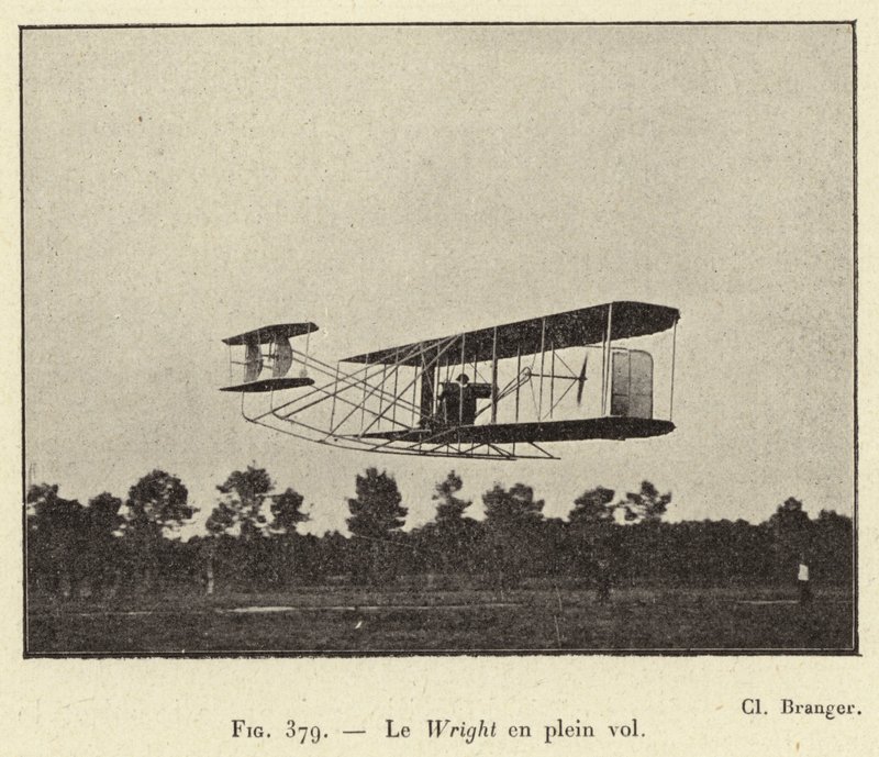 Le Wright en plein vol (rytina) od French School
