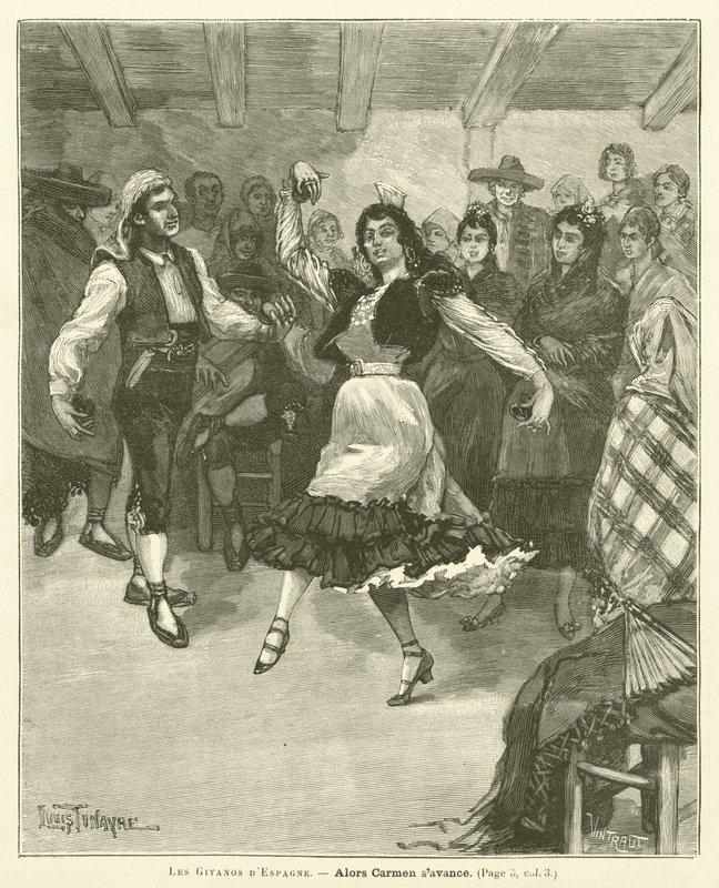 Gitanos ze Španělska (rytina) od French School