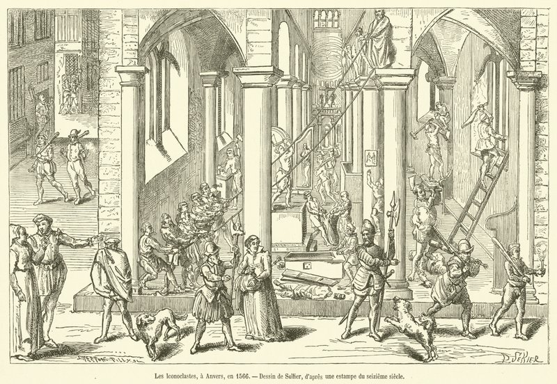 Obrazoborci, v Antverpách, v roce 1566 (rytina) od French School