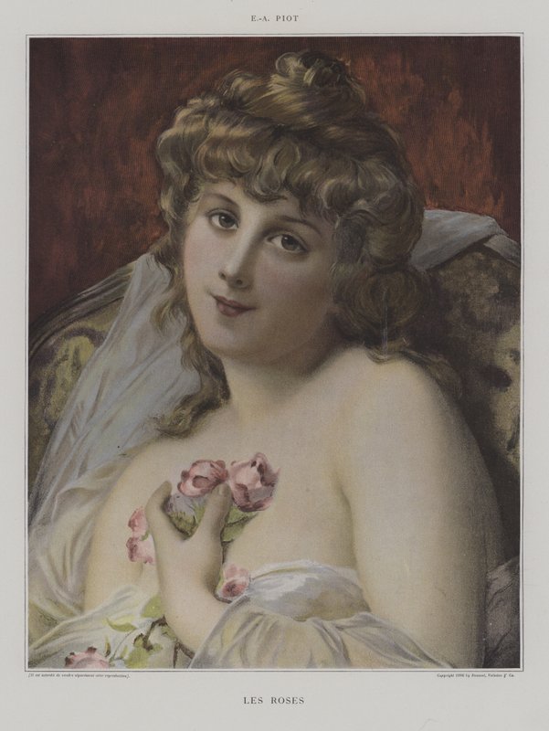 Les Roses (růže) (barevné lito) od French School
