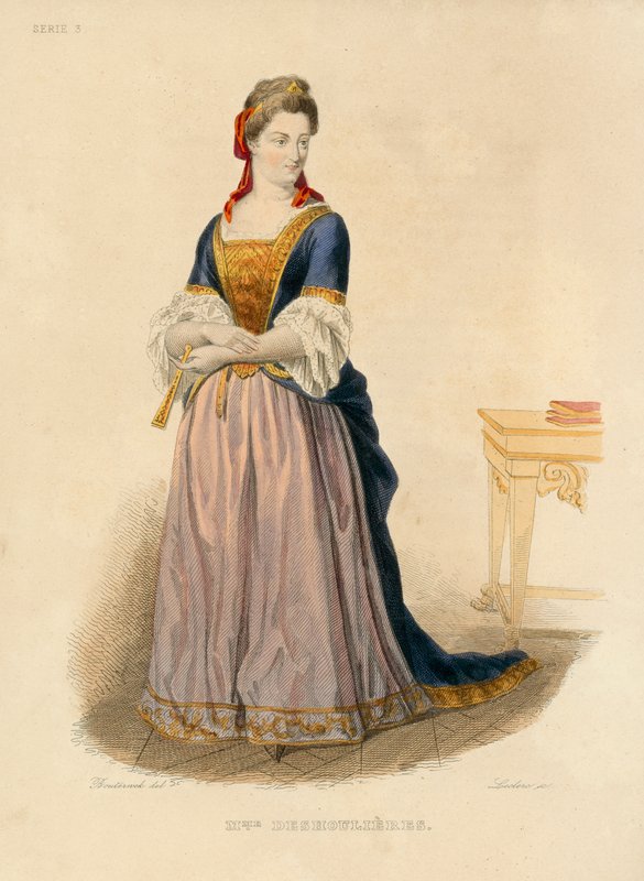 Madame Deshoulieres (barevná rytina) od French School
