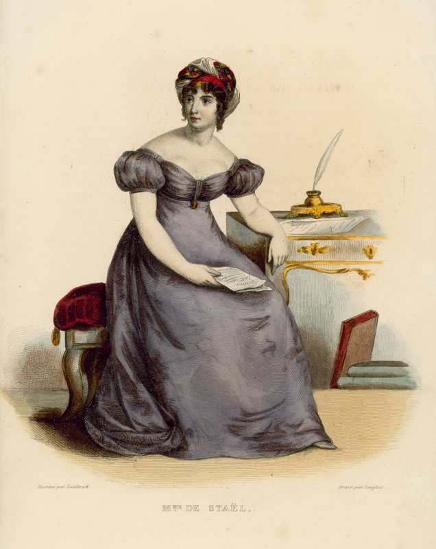 Madame de Stael (barevná rytina) od French School
