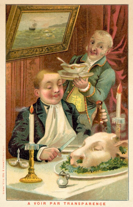 Muž jí večeři (chromolitho) od French School