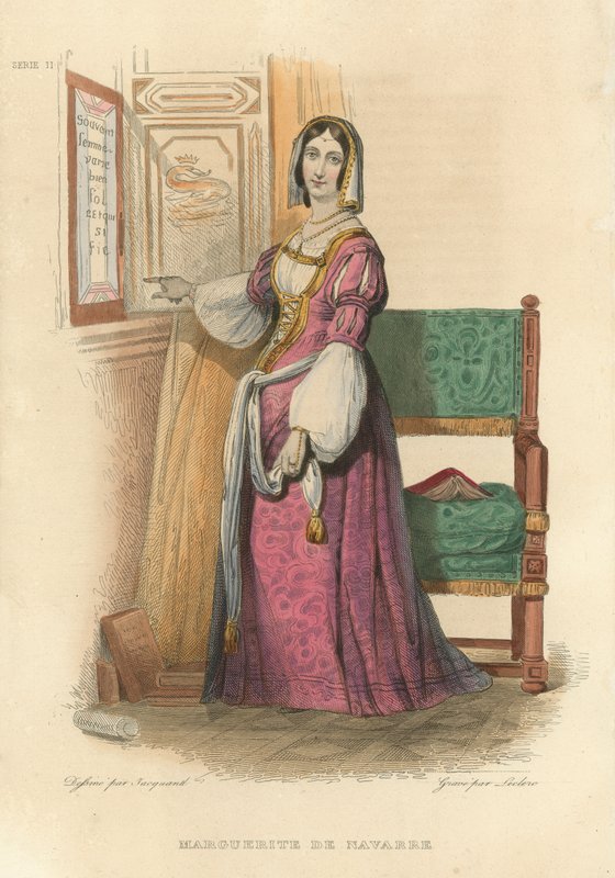 Marguerite de Navarre (barevná rytina) od French School