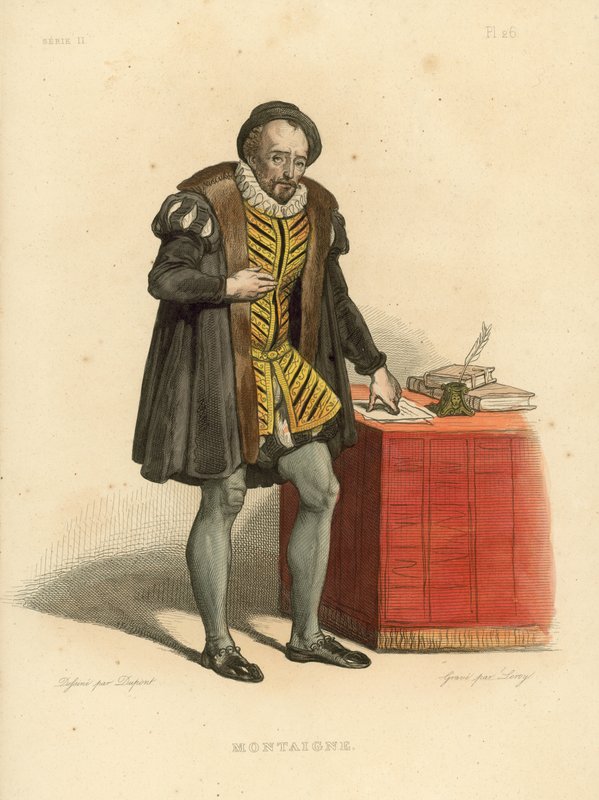 Montaigne (barevná rytina) od French School
