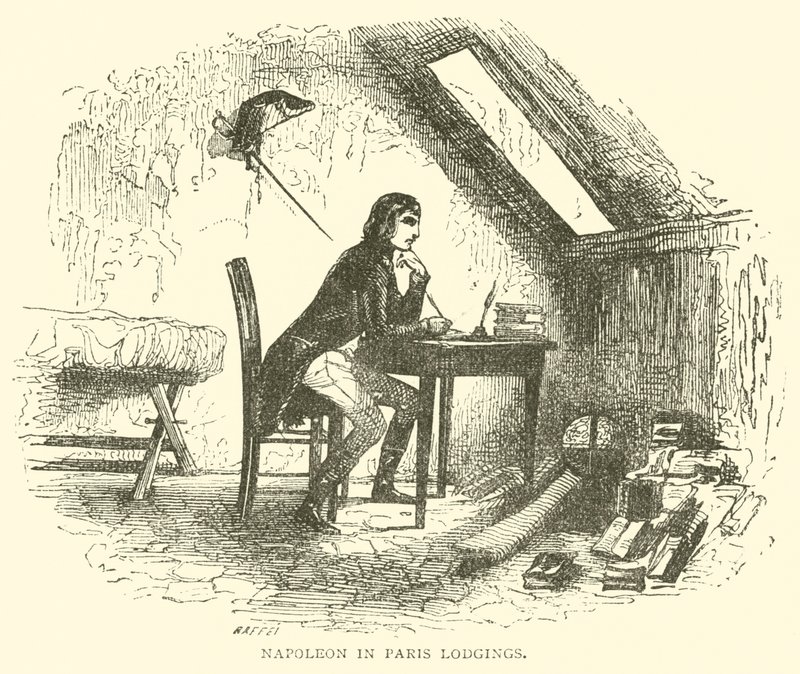 Napoleon in Paris Lodgings (rytina) od French School