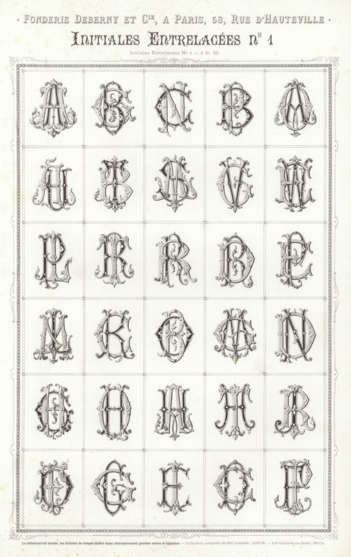 Stránka z typografických vinět (rytina) od French School