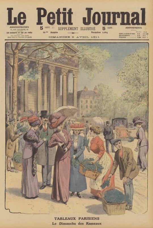 Květná neděle v Paříži (barevné lito) od French School