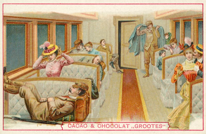 Cestující v železničním vagónu (chromolitho) od French School