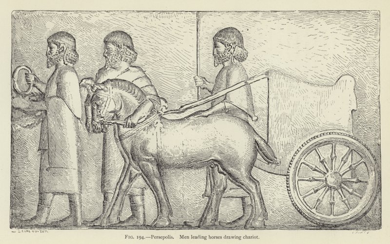 Persepolis, Muži vedoucí koně tažný vůz od French School