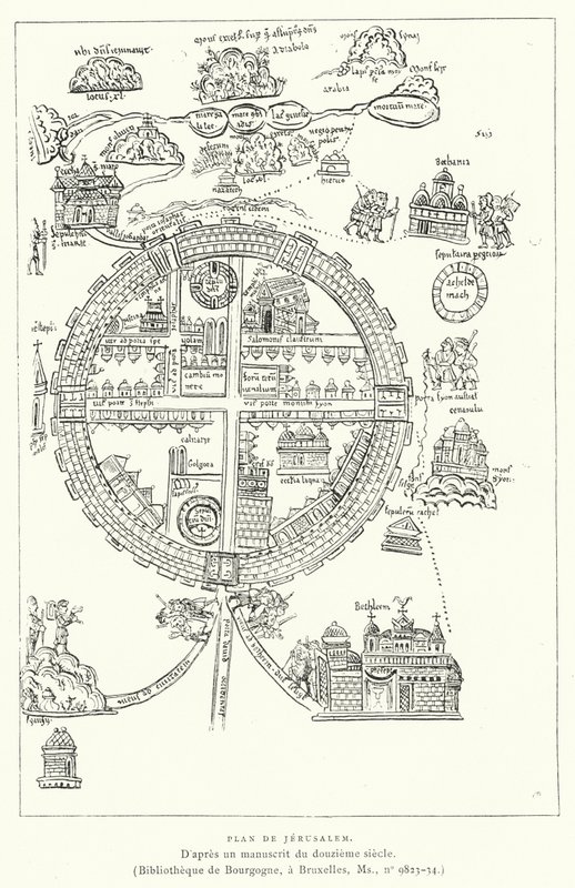 Plan De Jerusalem (rytina) od French School