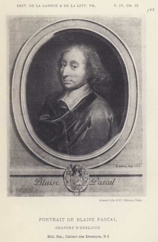 Portrét Blaise Pascala (litho) od French School