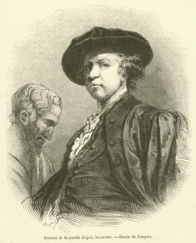 Portrét Reynoldse po sobě (rytina) od French School