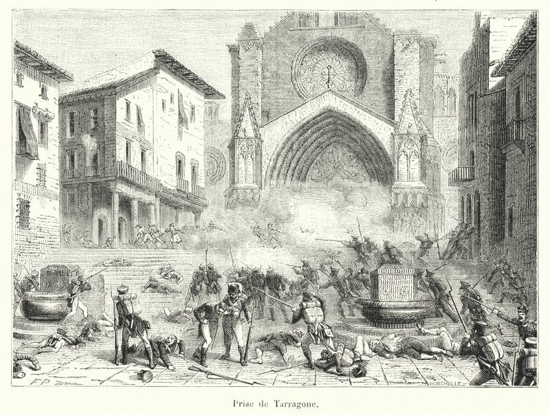 Capture of Tarragona (rytina) od French School