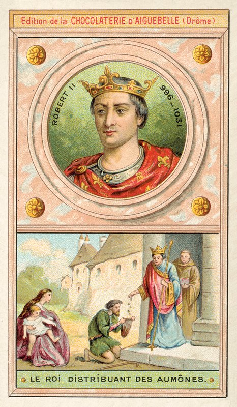 Robert II z Francie distribuující almužnu (chromolitho) od French School