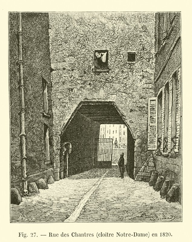 Rue des Chantres, klášter Notre-Dame, v roce 1820 od French School