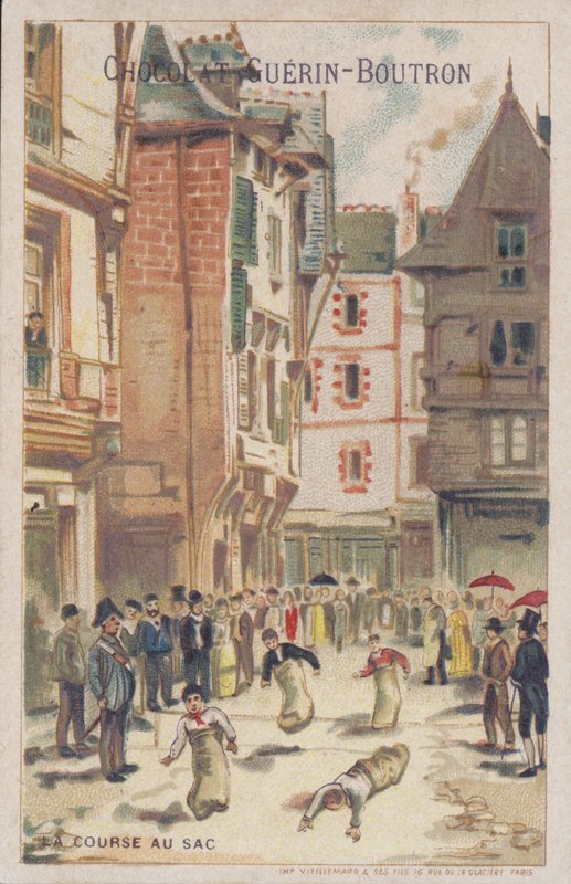 Závod v pytli na ulici (chromolitho) od French School