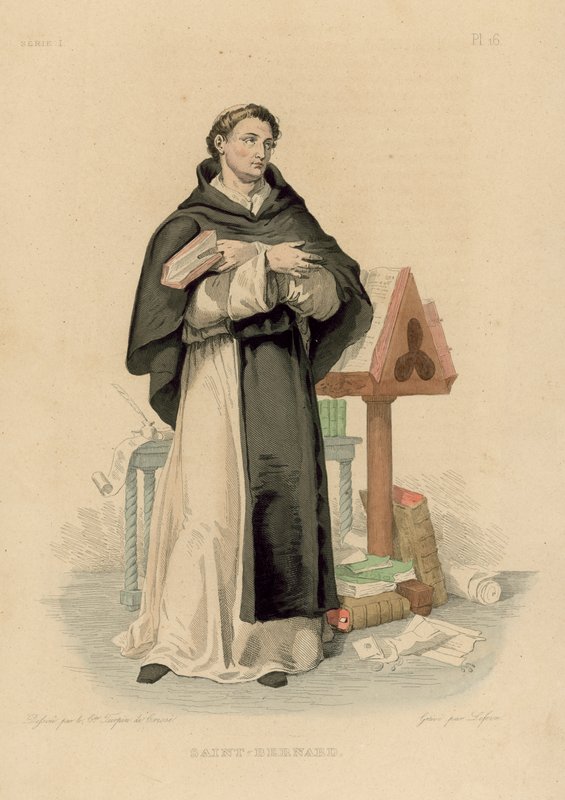 Saint Bernard (barevná rytina) od French School