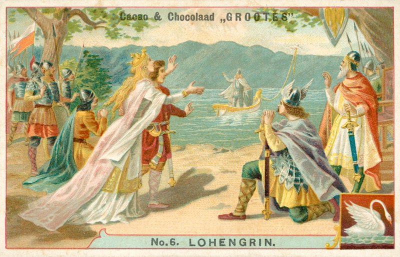 Scéna z opery Richarda Wagnera Lohengrin (chromolitho) od French School