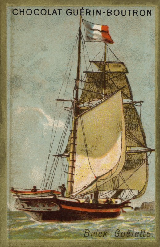 Škuner (chromolitho) od French School