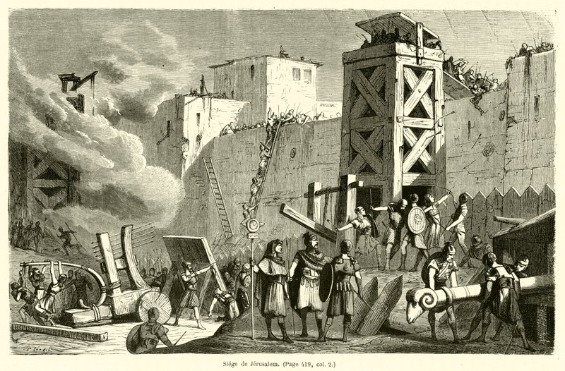 Siege de Jerusalem (rytina) od French School