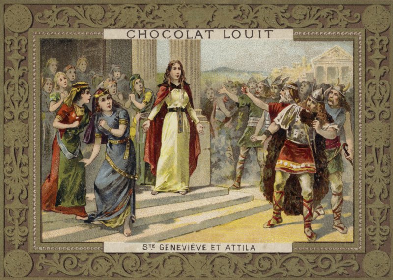 Svatá Genevieve a Attila Hun od French School