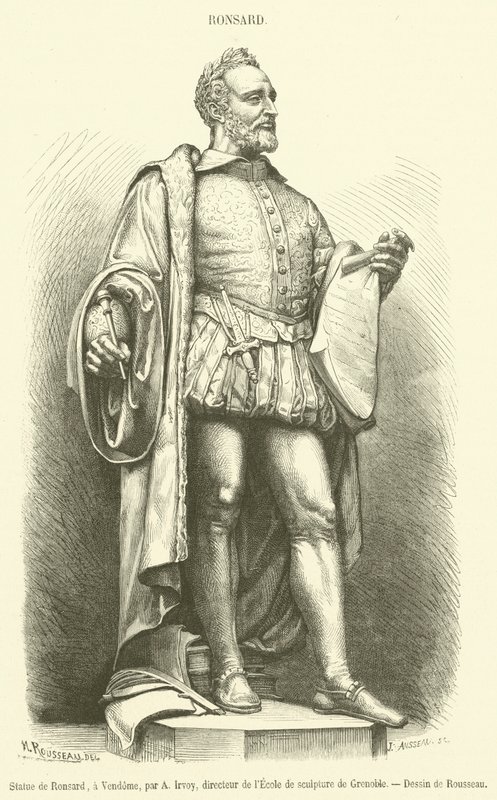 Socha Ronsarda, ve Vendome (rytina) od French School
