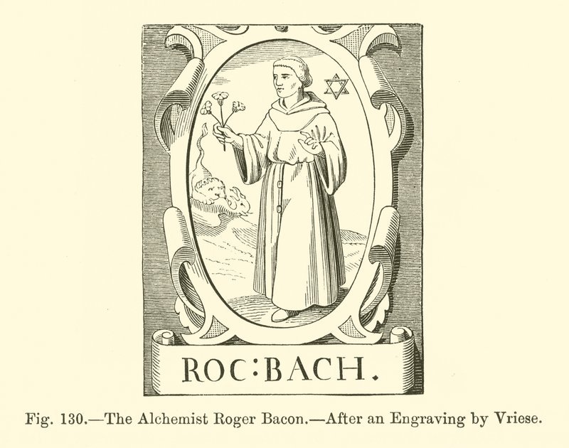 Alchymista Roger Bacon (rytina) od French School