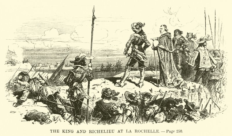 Král a Richelieu v La Rochelle od French School