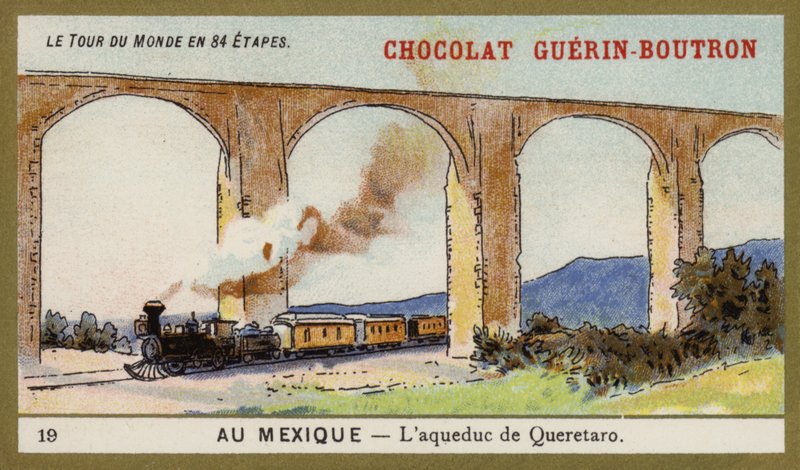 Akvadukt v Queretaro, Mexiko (chromolitho) od French School