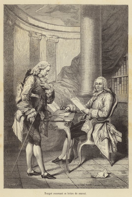 Turgot dostává svůj propouštěcí dopis (rytina) od French School