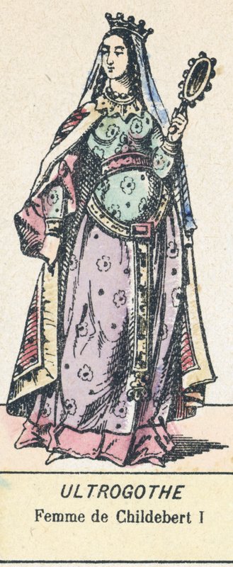 Ultrogothe, Femme de Childebert I (barevná rytina) od French School