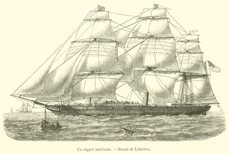Americký clipper (rytina) od French School