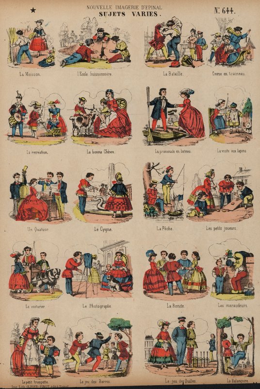 Různé předměty (barevné rytí) od French School