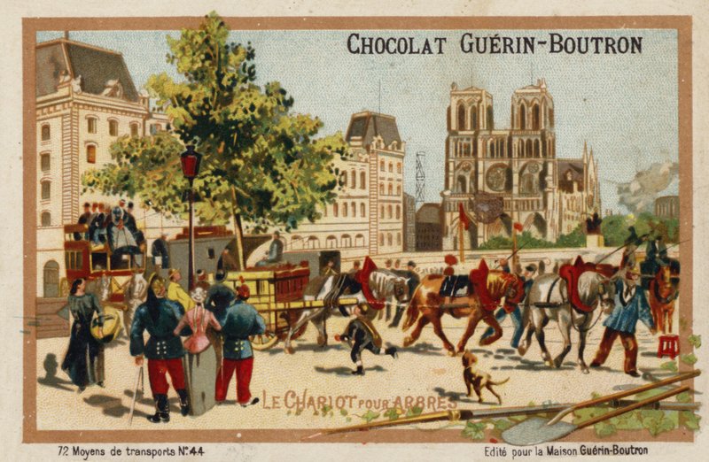 Vůz na přepravu stromů (chromolitho) od French School