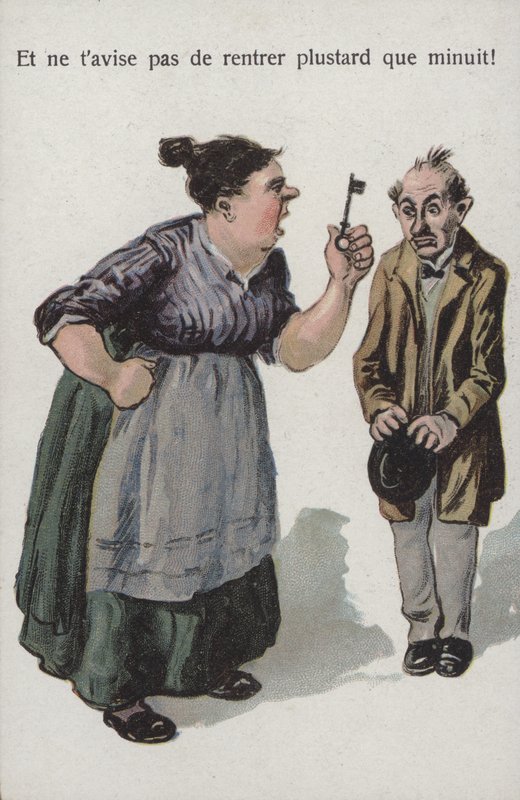 Žena nadává svému manželovi (barva litho) od French School
