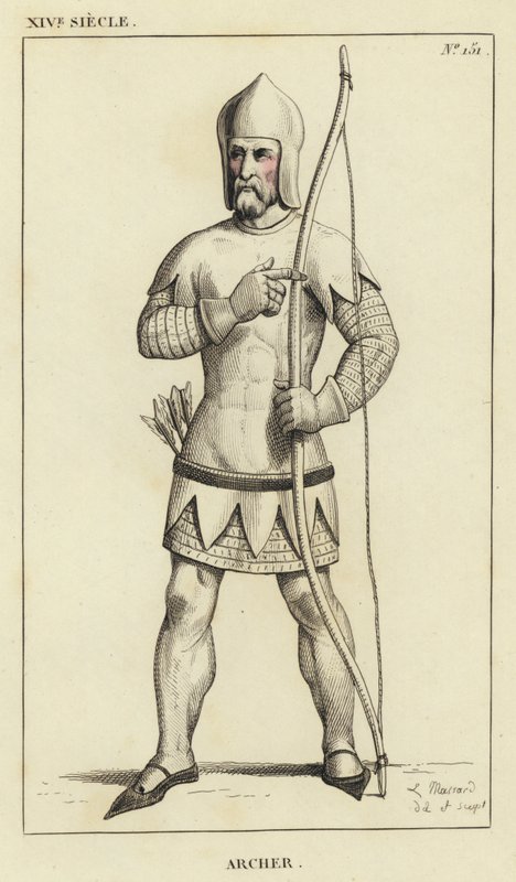 XIV Siecle, Archer (barevná rytina) od French School